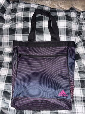 adidas Purple and Blue Gradient Messenger Tote/all use bag with Pink Logo.